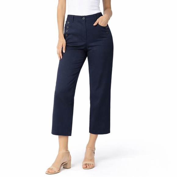Talbots Pants - Talbots Petites Cropped Pants Size 2P Black Button Detail‎ Capri Career Casual